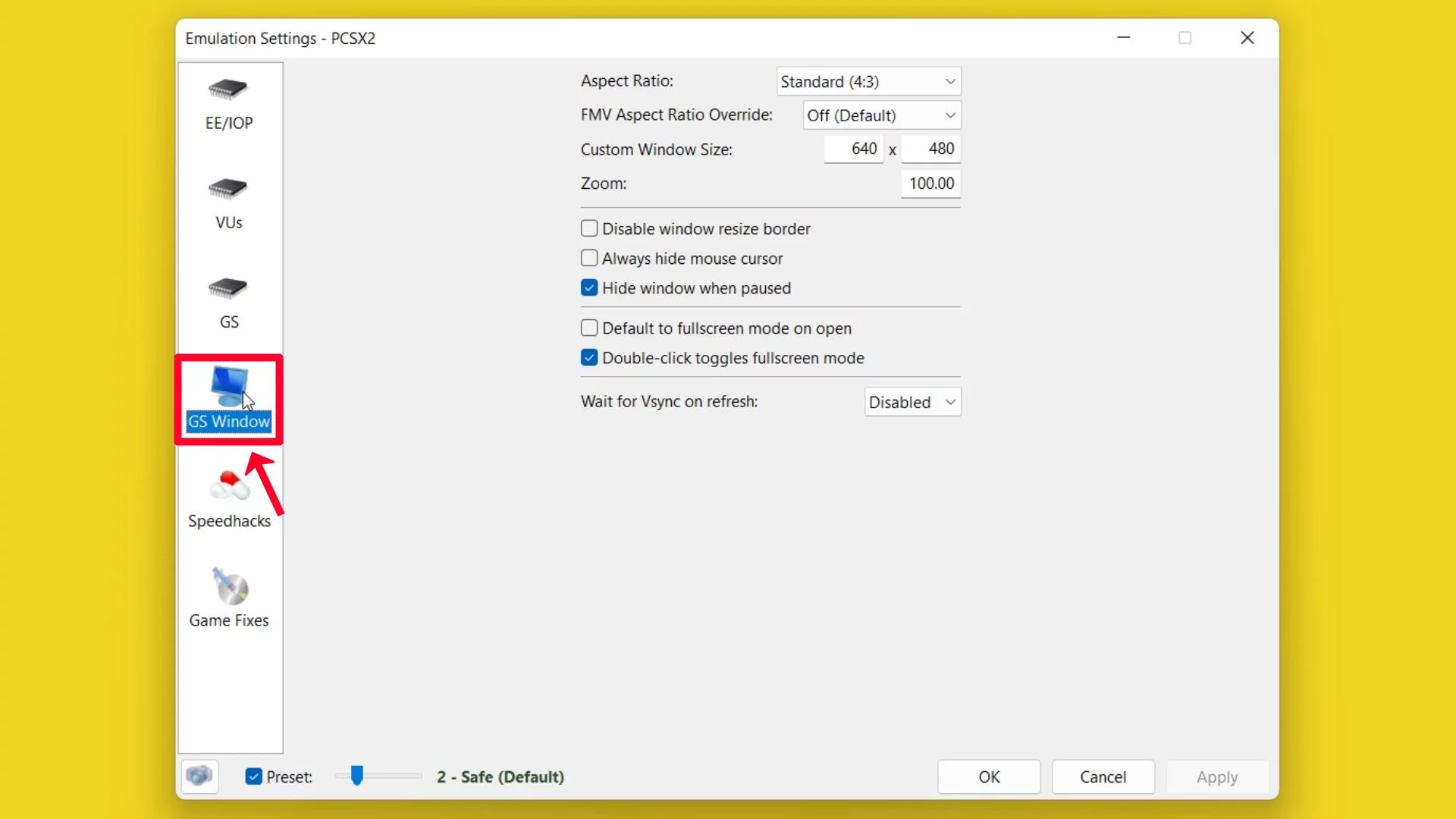 Step 29 Click on GS Window setting.