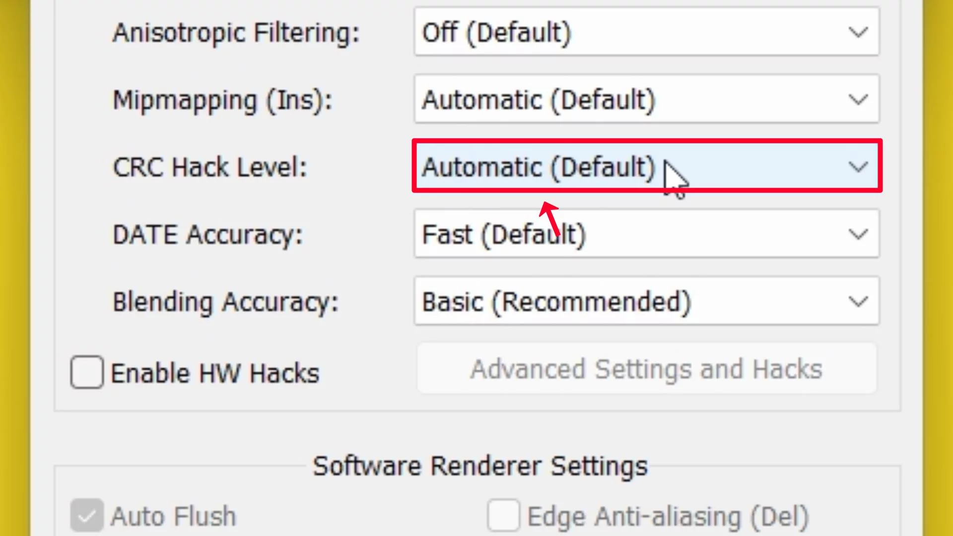 Step 56 CRC Hack Level Automatic Default.