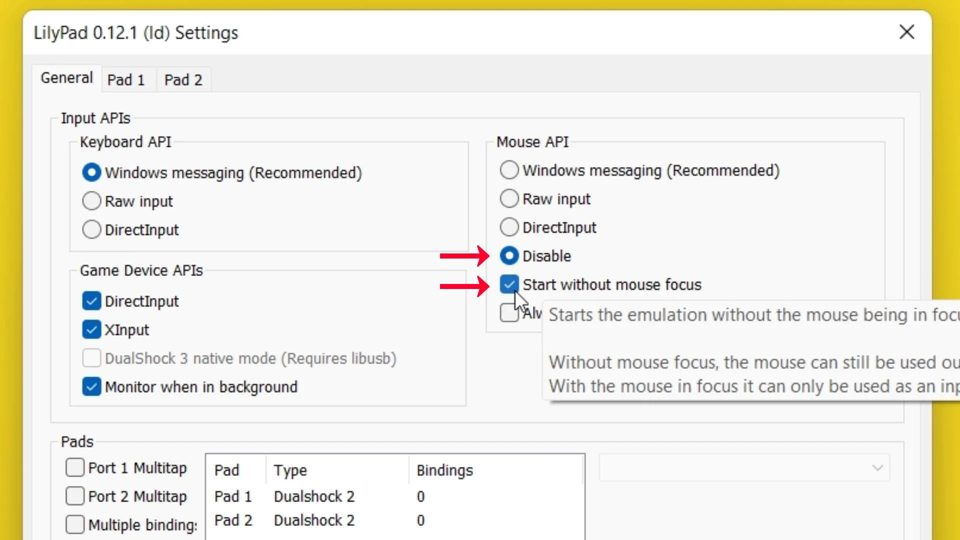 Step 75 Start without mouse focus