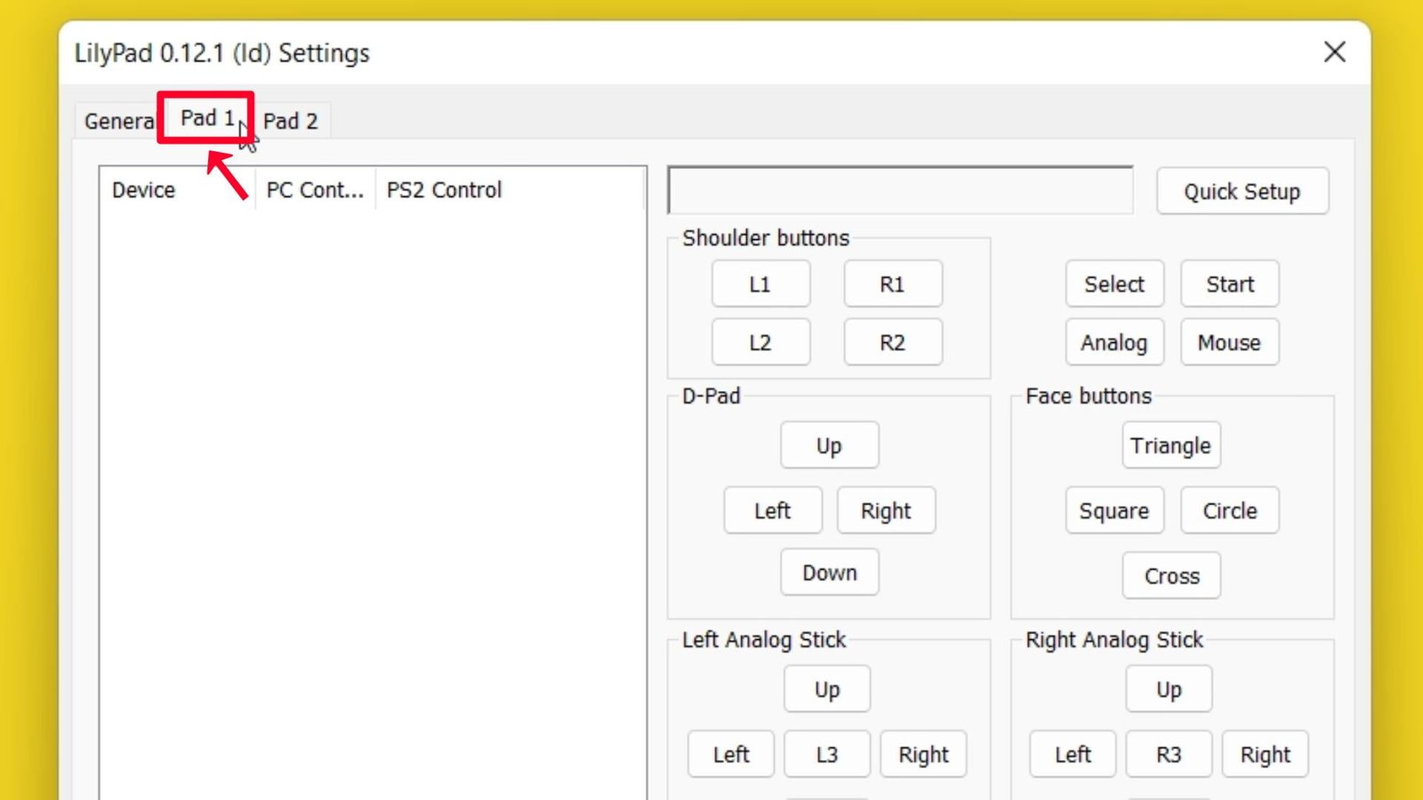 Step 77 Click on Pad 1 option and connect you Gamepad to your PC.